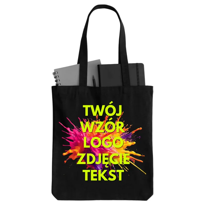 Torba bawełniana czarna z nadrukiem