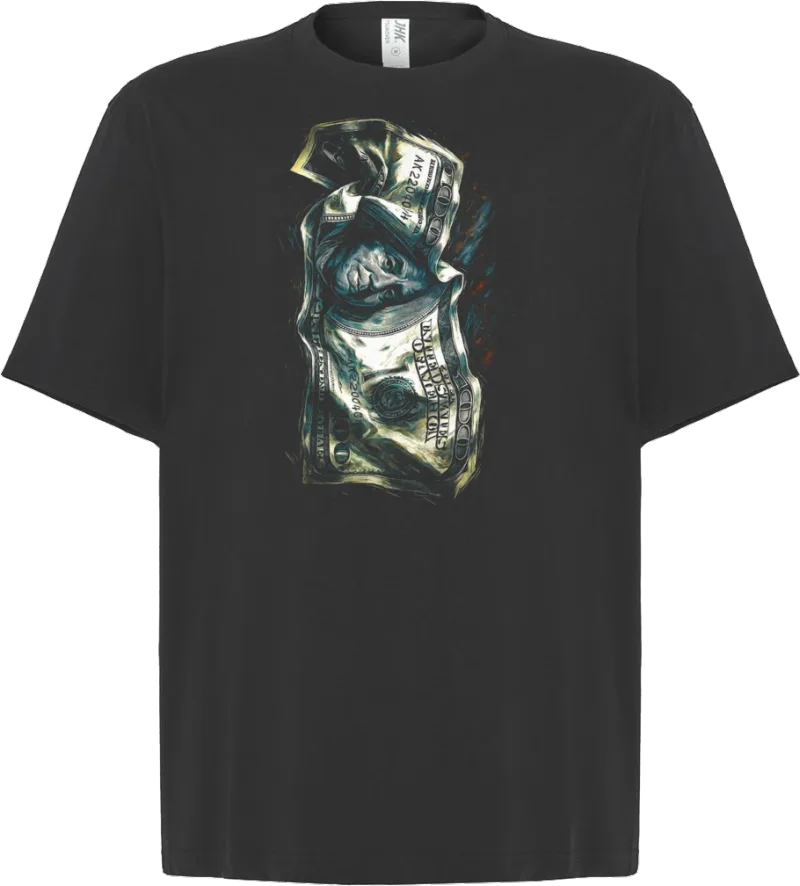 Crumpled Dollar — koszulka oversize — przód