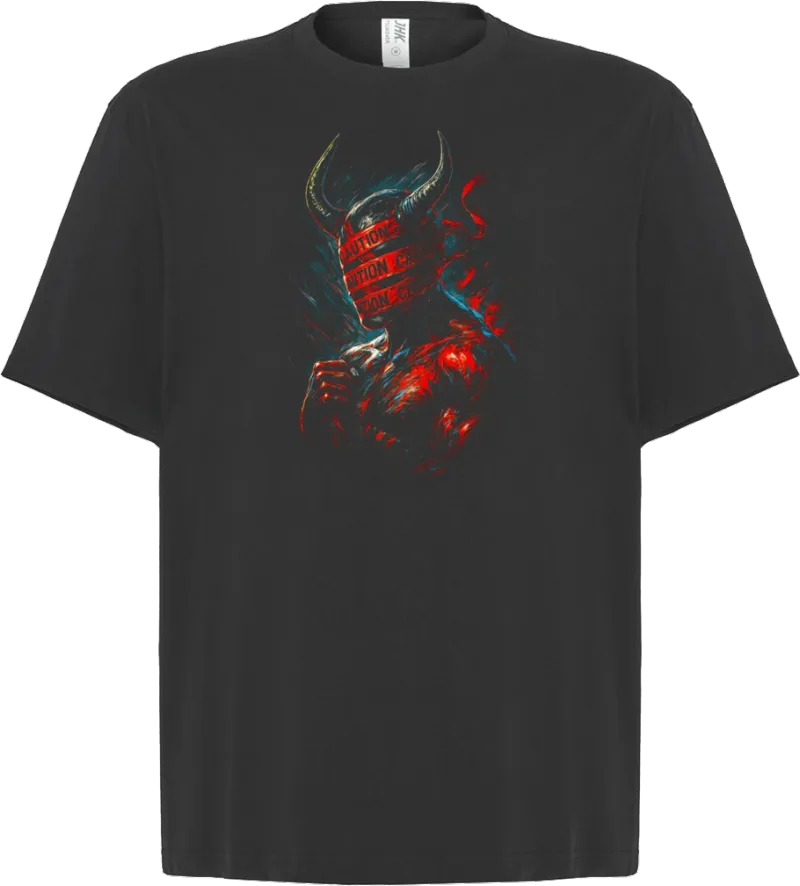 Caution Devil — koszulka oversize — przód