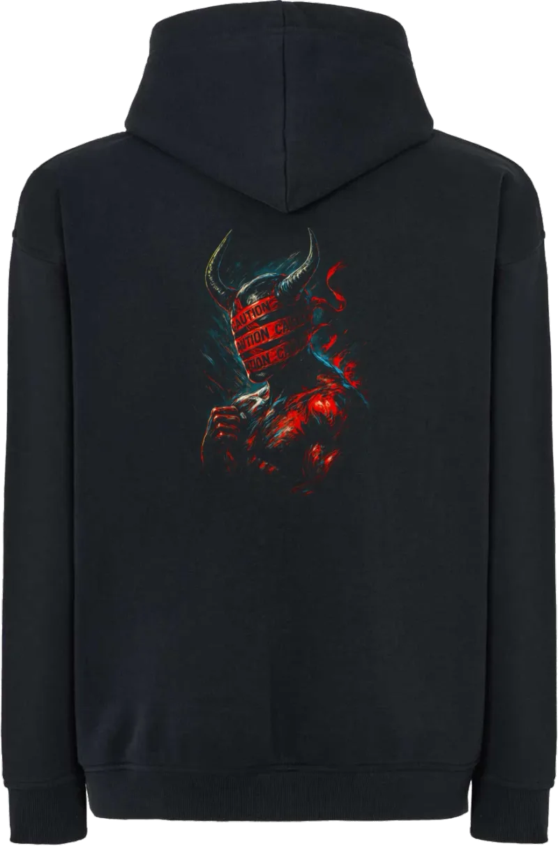 Caution Devil — bluza z kapturem oversize — tył