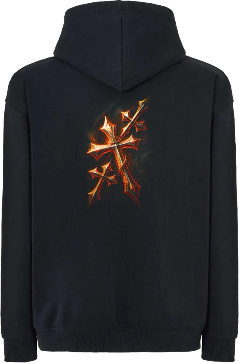 Gothic Cross — bluza z kapturem oversize — tył