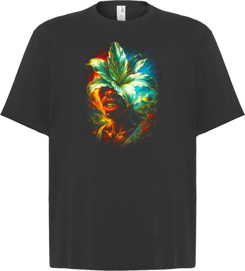 Jungle Lily — koszulka oversize — przód