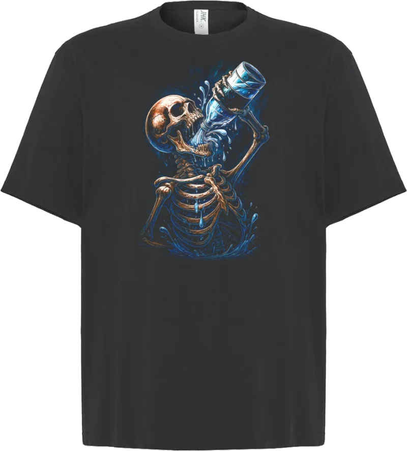 Thirsty Skeleton — koszulka oversize — przód