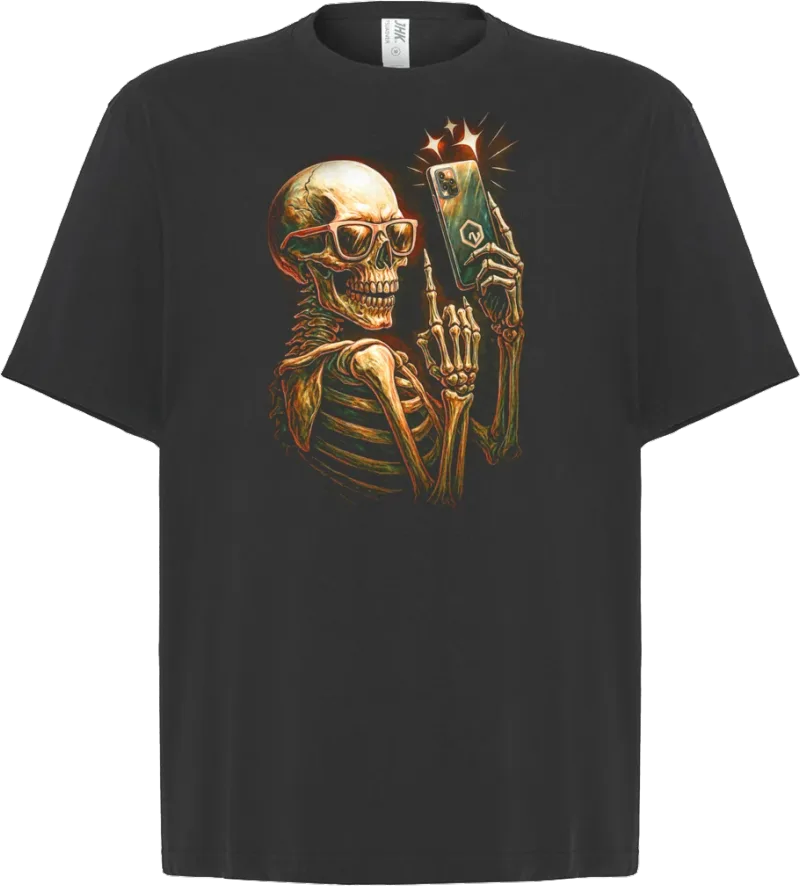 Selfie Skeleton — koszulka oversize — przód