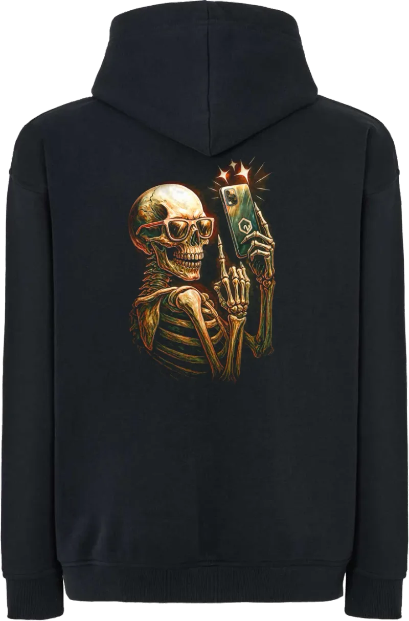 Selfie Skeleton — bluza z kapturem oversize — tył