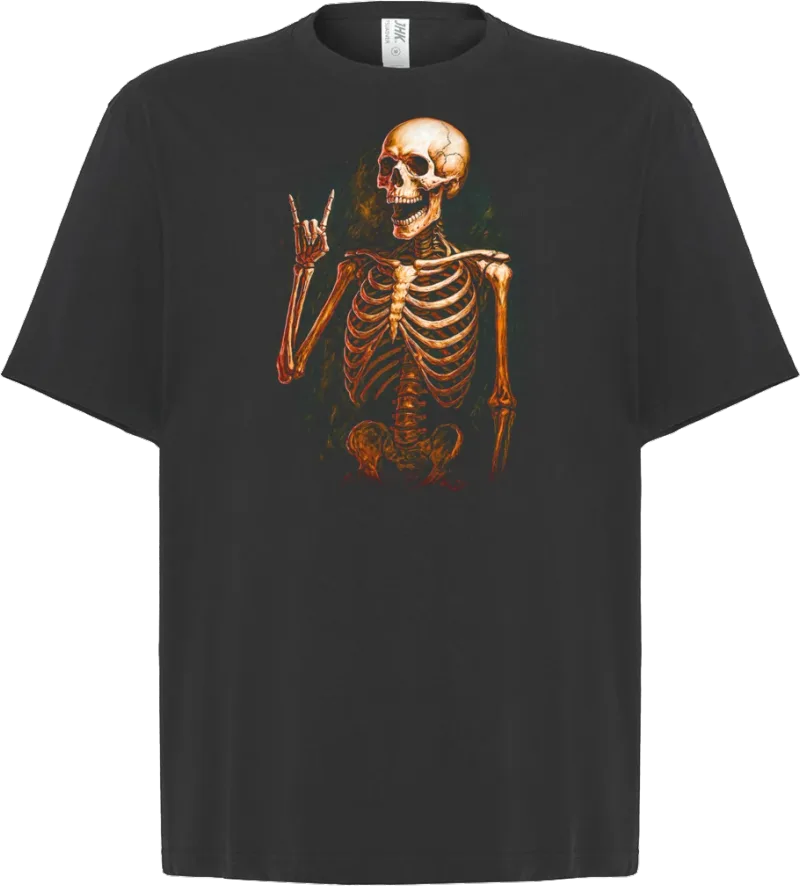 Rock On Skeleton — koszulka oversize — przód