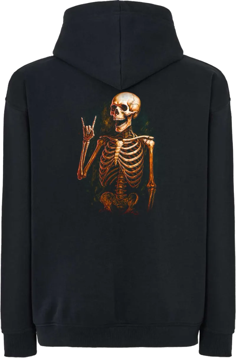 Rock On Skeleton — bluza z kapturem oversize — tył