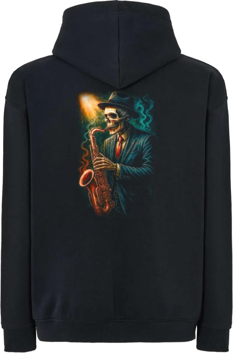 Sax Skeleton — bluza z kapturem oversize — tył