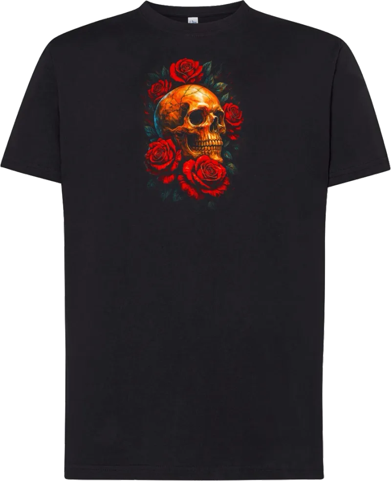 Skull & Roses — koszulka bawełniana 190g własny nadruk — v_czarny