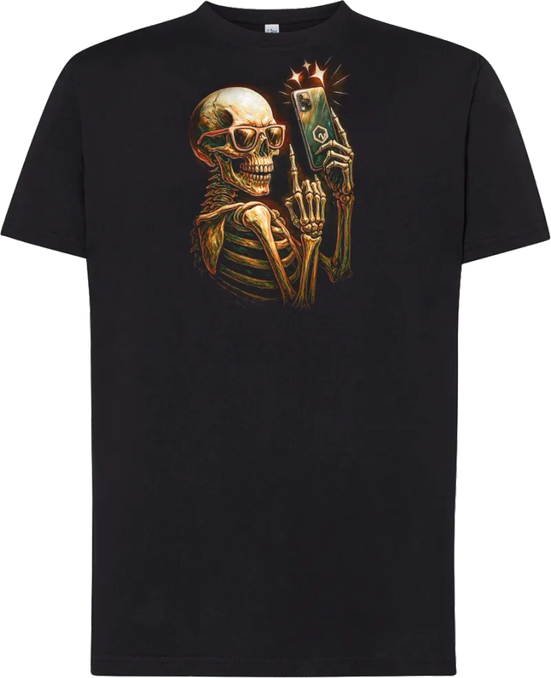 Selfie Skeleton — koszulka bawełniana 190g własny nadruk — v_czarny